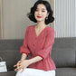 Women's Waist Short Sleeve T-Shirt Summer V-Neck Loose Print Short Top