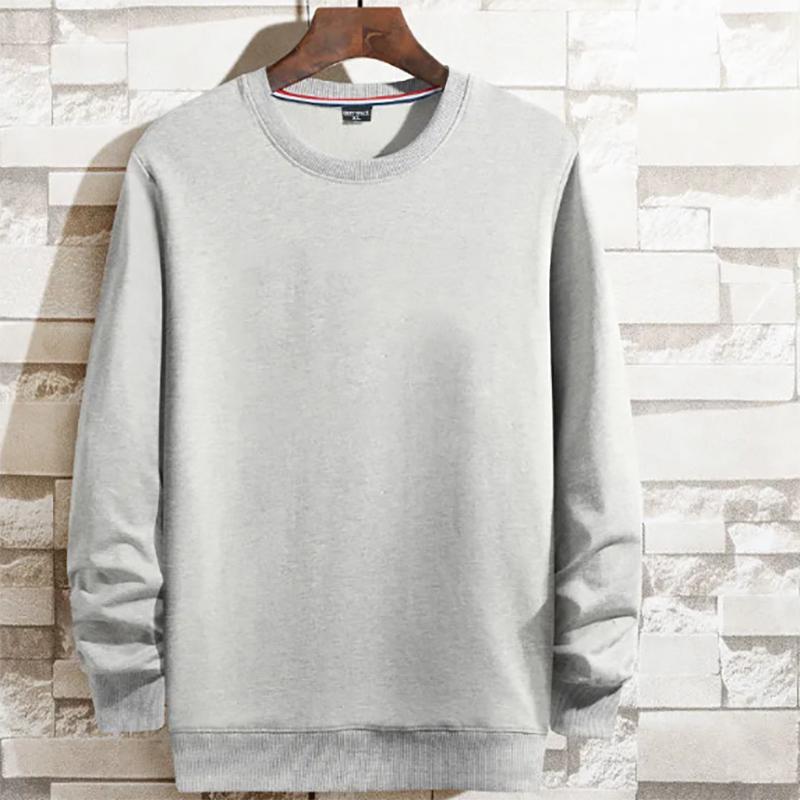 Pure Cotton Men's Sweater Loose Large Size Black and White Solid Color Korean Casual Long-sleeved Hoodless All-match Knitwear Sweatershirts