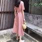 Dress Women Plaid V-neck long Sleeve Loose Fashion Leisure Sweet Korean Style Backless Lace-up Chic Student Ulzzang All-match