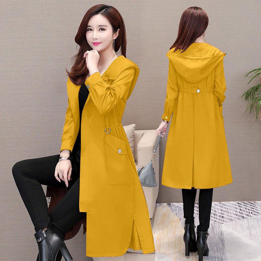 Autumn Women Double Breasted Mid-long Trench Coat Mujer Loose Large Size Windbreak with Belt