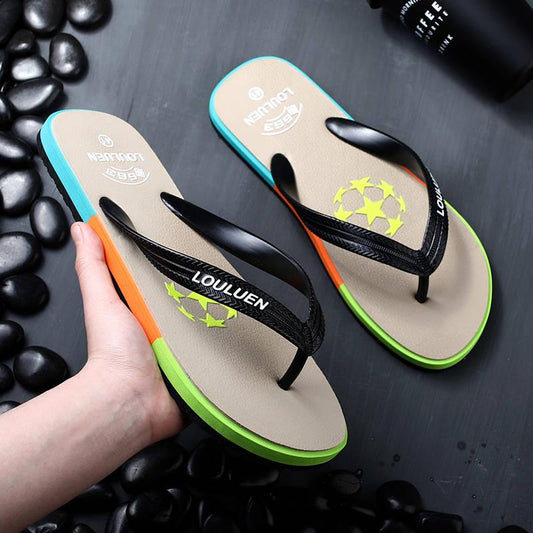 Fashion Football Slippers Men's Summer Fashion Wear Non-slip Flip Flops Casual Beach Slippers