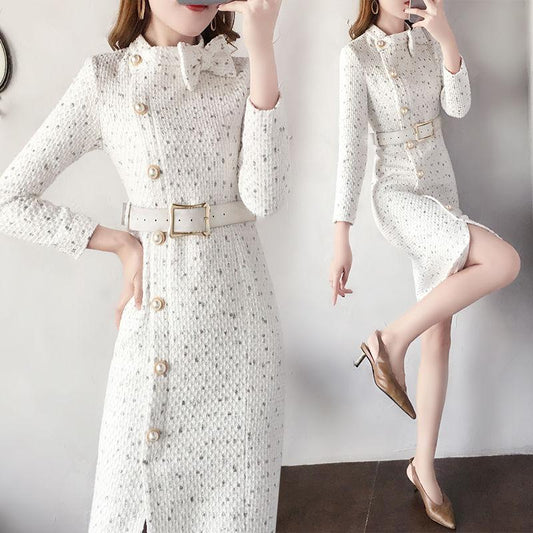 Autumn Winter Sweater Dress for Women  Knitted Dress Female  Sexy Wrap Dress  Slim High Waist  Bodycon Dress
