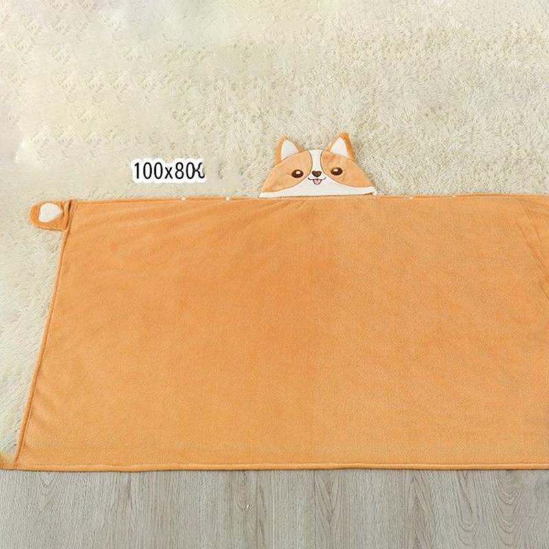 Cartoon Lazy Nap Blanket Shawl Cloak Cloak Office Air Conditioning Blanket Coral Fleece Cover Leg Blanket Soft and Warm Double-sided Plus Fleece