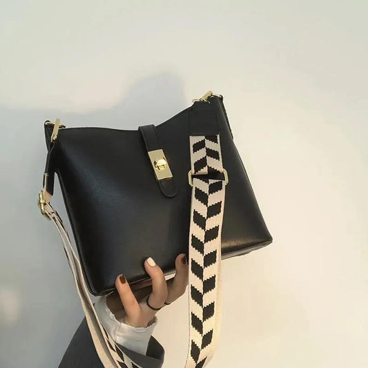 Crossbody Bags Portable PU Leather Wide Strap Shoulder Bags Casual Female Multi-Layer Large Capacity 3 Colors