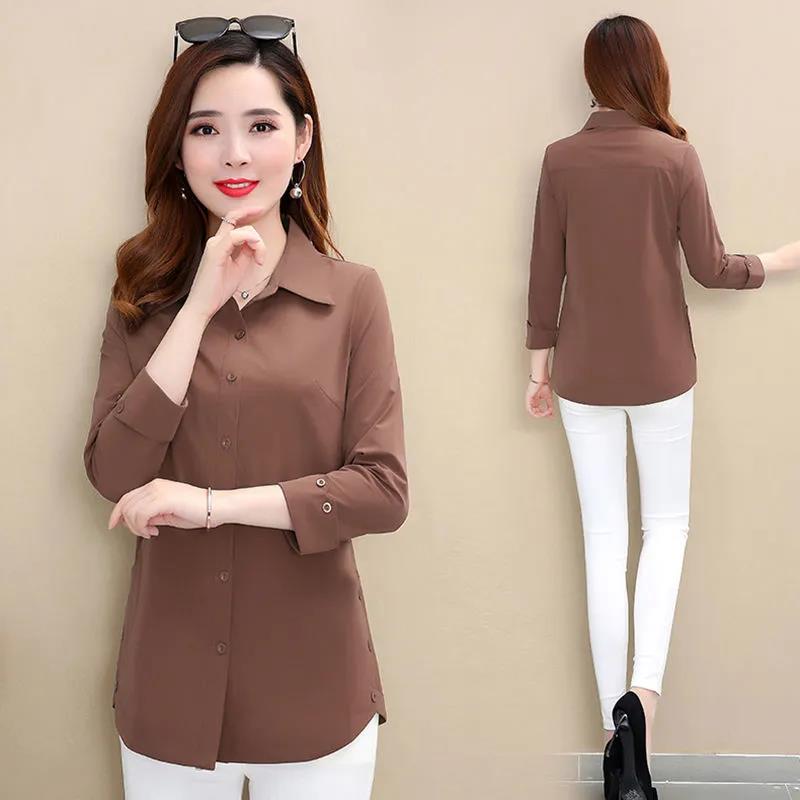 Women Button Shirts Casual Slim T-shirt Spring Long Sleeve Shirts Boutique Bottoming Shirts