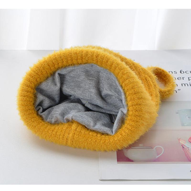 Cute 3D embroidered bear ears baby hat autumn and winter cartoon baby wool hat double layer warm children soft and comfortable hat 8M to 3Y
