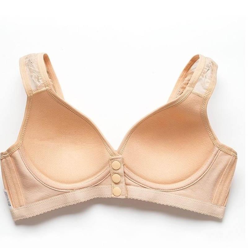 Ladies Underwear Cotton Front Buckle Bras Gathering Breast Lifting Tank Top Bras Without Steel Rings Large Size Breathable Thin Bras