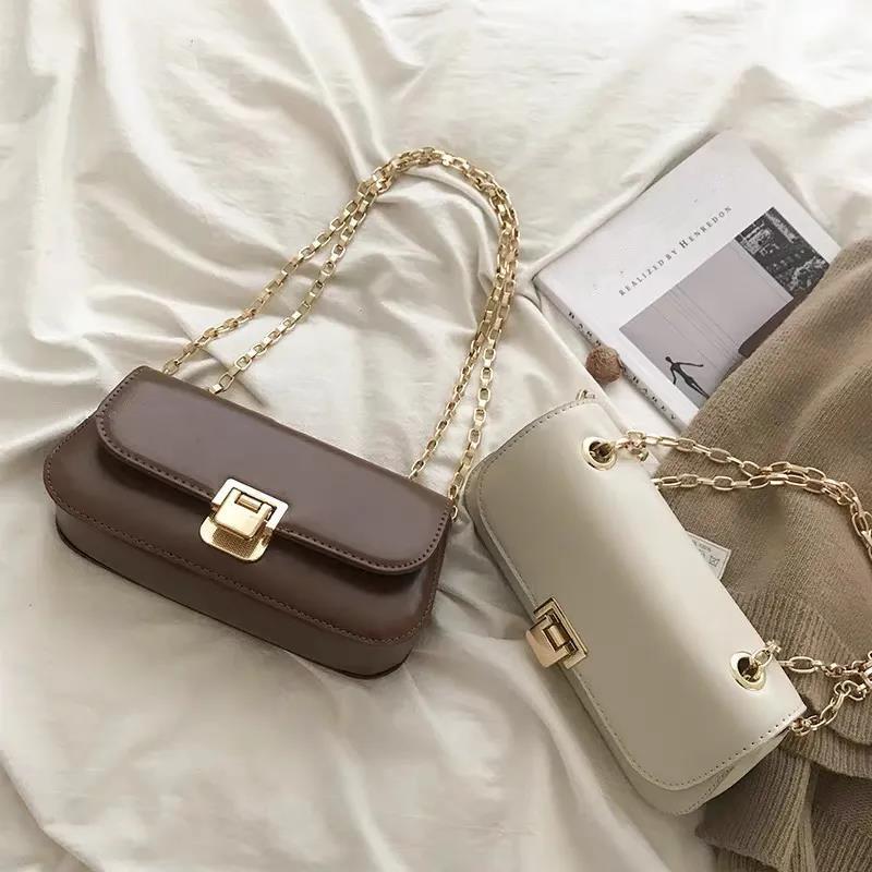Metal Chain Women Shoulder Messenger Bags Casual Portable PU Leather Multi-Layer Large Capacity