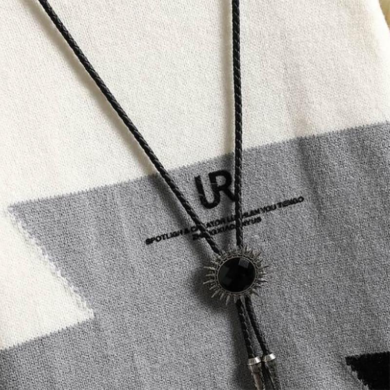Half Turtleneck Sweater Men's Spring Autumn and Winter Handsome Color Matching Sweater Trendy Casual Youth Warm Sweater