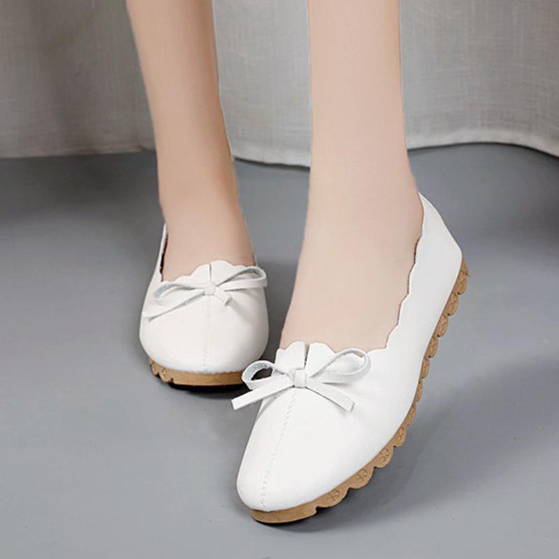 Spring and Autumn Korean Version of Shallow Mouth Mother Shoes All-match Soft-soled Round Toe Pedal Bowknot Work Lazy Shoes