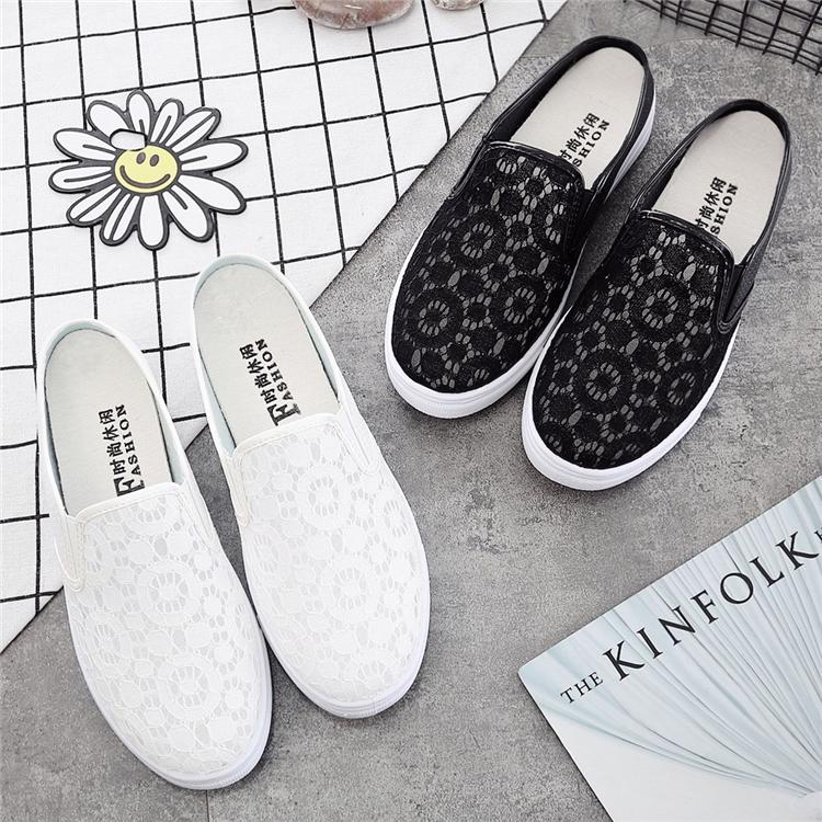 Mesh Hollow White Sneakers Women Summer Shoes Woman Fashion Breathable Platform Slip-On Elegant Ladies Shoes Female