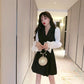 Goddess Fan Clothes Suit Skirt Double Breasted Temperament Bubble Long Sleeve Dress Women's