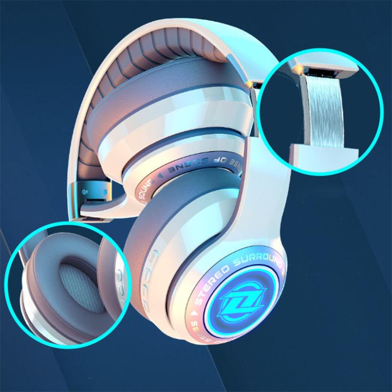 Luminous Bluetooth Headset Head-mounted Subwoofer Plug Cartoon Computer Mobile Phone Wireless Sports Game Headset Universal