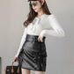 Leather Short Skirt Women's Autumn and Winter High-waisted PU Leather Skirt Loose A-line Skirt Is Thin Outer Wear