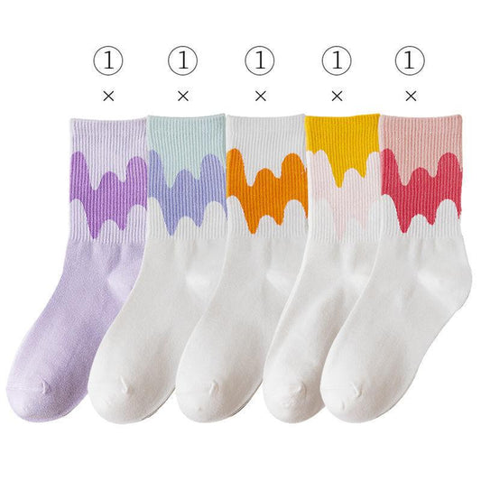 Five Pairs of Winter Socks Korean Version of The Tube Cute All-match Autumn and Winter Thick Ladies Stockings