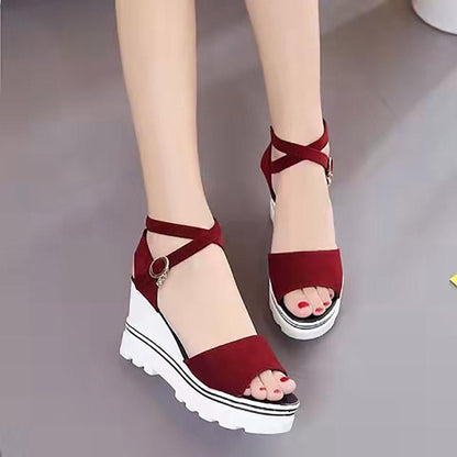 Summer Muffin Fish Head Women Sandals with Platform Sandals Wild Simple Shoes Shook with Students In