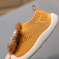 Baby's Spring and Summer Knitted Shoes Soft Soled Baby Walking Casual Shoes Cute Yellow Cartoon Lion Flat Shoes