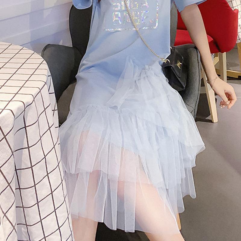 Dress Female Student Korean Version Loose Large Size Net Yarn Fairy Skirt Summer Small Fresh T-shirt Long Dress