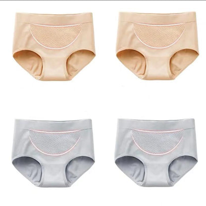 4 Pcs Women's cotton Mid-waist solid Warm belly Underwear Cotton Stalls Hips seamless panties Lower Abdomen Slimming Postpartum Breathable Underwear