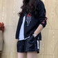 Little Girl Jacquard Knitted Cardigan Color Matching Wild Long-sleeved Sweater Retro Thin Jacket Women