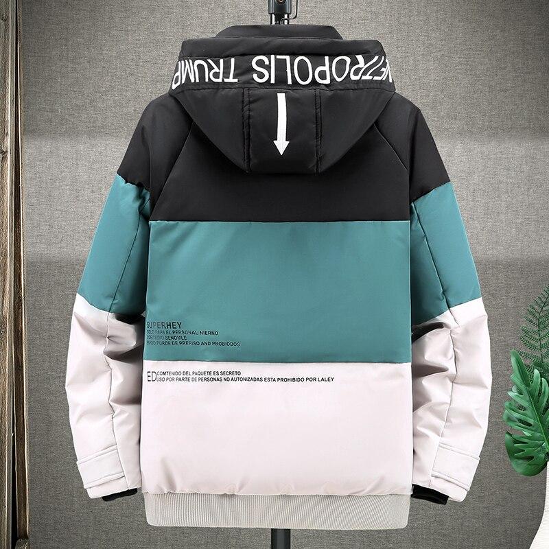 Thick Warm Men's Down Jacket Hooded Parka Winter Jacket Casual Patchwork Down Jacket Fashion Down Jacket