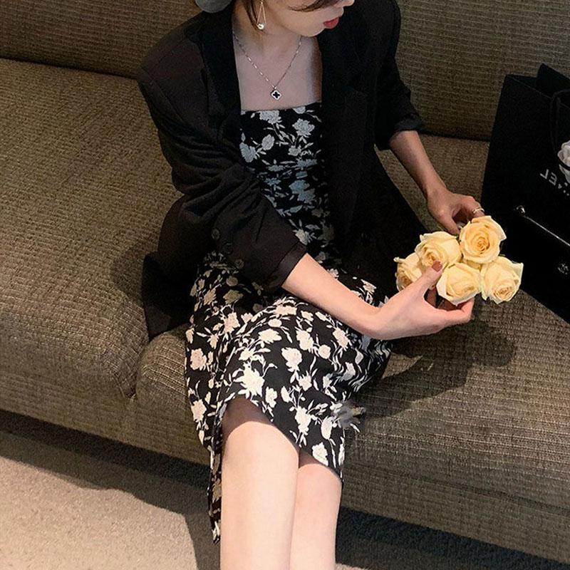 Summer French Floral Sling Skirt Sexy Self-cultivation Waist Slimming Temperament Inner Dress Female