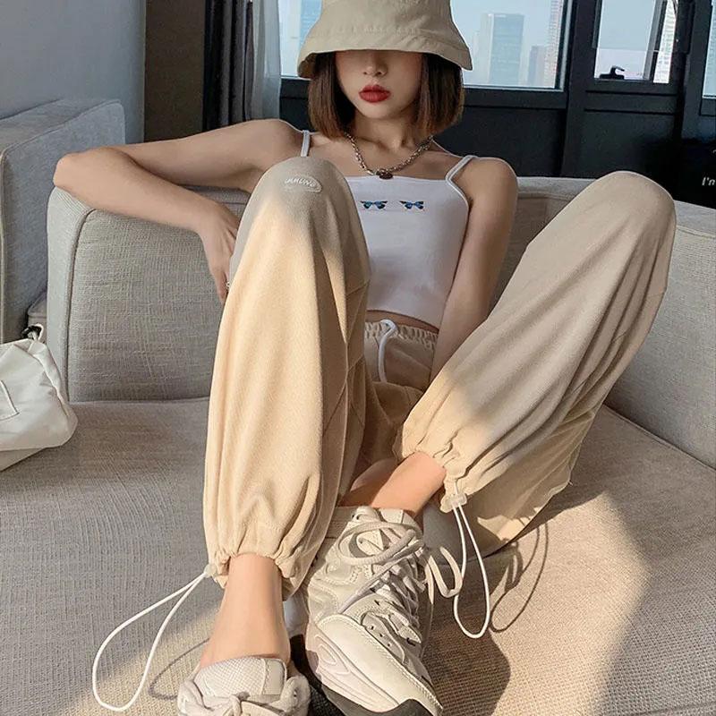 Women's Ice Silk Sweatpants Spring Summer Loose High Waist Drape Casual Pants Legging Pants Anti-mosquito Wide Leg Pants S~XXXXL Large Size Pants
