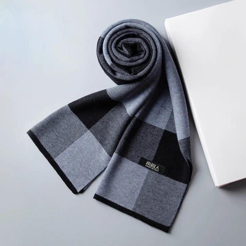 Men's Wool Scarf Winter Korean Fashion Stitching Scarf Thick Warm Long Scarf Christmas Gift