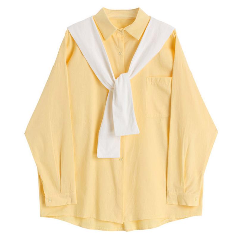 Solid Color Versatile Bottoming Shirt Schoolgirls Spring Korean Style Loose Lazy Wind Shirt Super Delivery Shawl