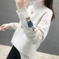 Autumn and Winter Half Turtleneck Sweater Loose Large Size Knitted Bottoming Shirt Jacquard Cute Style Female Top
