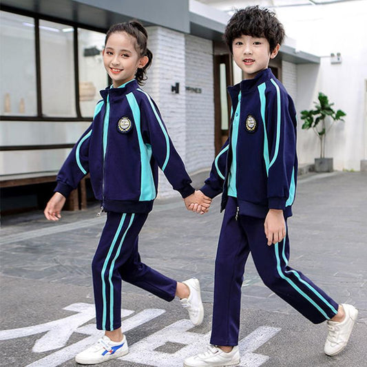 Two-pieces Unisex Children's School Uniform Clothing and Long Sleeved Chorus of Primary School Students Reading British Student School Uniforms