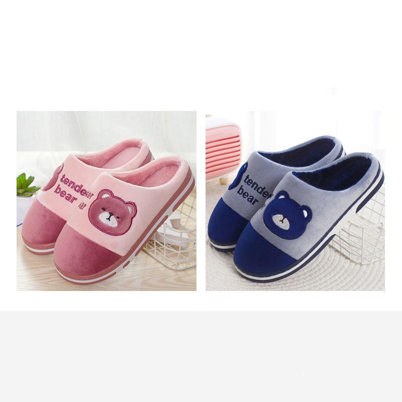 Household Couple Slippers Warm Thick Plush Slippers Winter Unisex Indoor Cotton Slippers