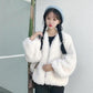 Autumn and Winter Women's Loose Short Lamb Wool Cardigan Jacket Student Warm Wool Long-sleeved Outer Jacket