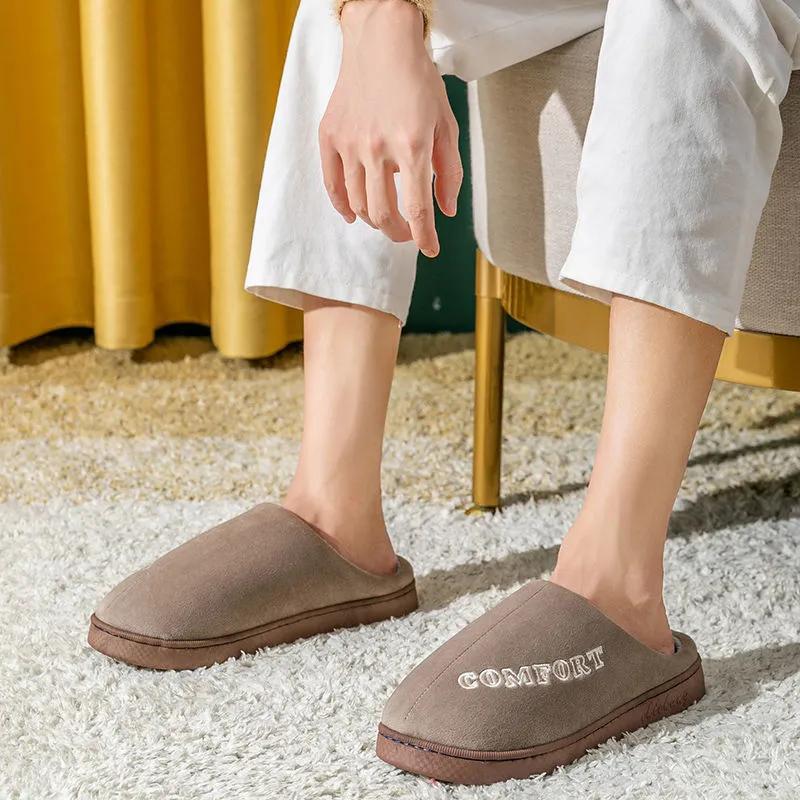 Pink Winter Slippers Women Thick Warm Cotton Shoes Home Mens Plus Size Winter Slipper