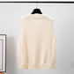 Thin Sweater Waistcoat Loose V-neck Short Sleeveless Waistcoat Sweater Outer Wear Knitted Vest Vest Women Pure Color All-match Women's Clothing