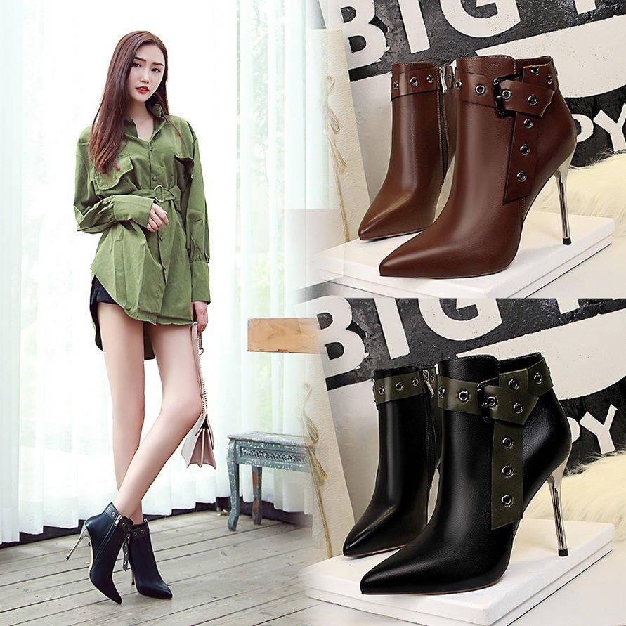 Women Fashion Comfortable Pu Leather Ankle Boots Lady Cool Autumn & Winter High Heel Martin Boots