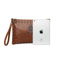 Business Briefcase Men Rivet Leather Large Capacity Pocket Anti-theft Handbag Computer IPAD Bag