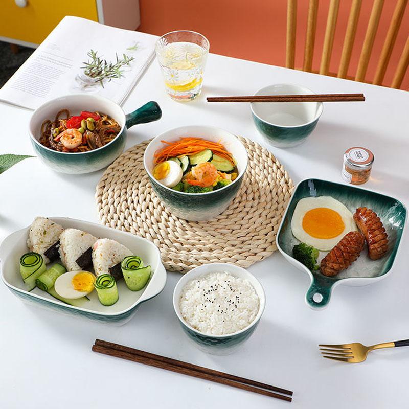 Nordic Ceramics One-person Dishware Set Household Combination Dishes and Chopsticks Creative Tableware