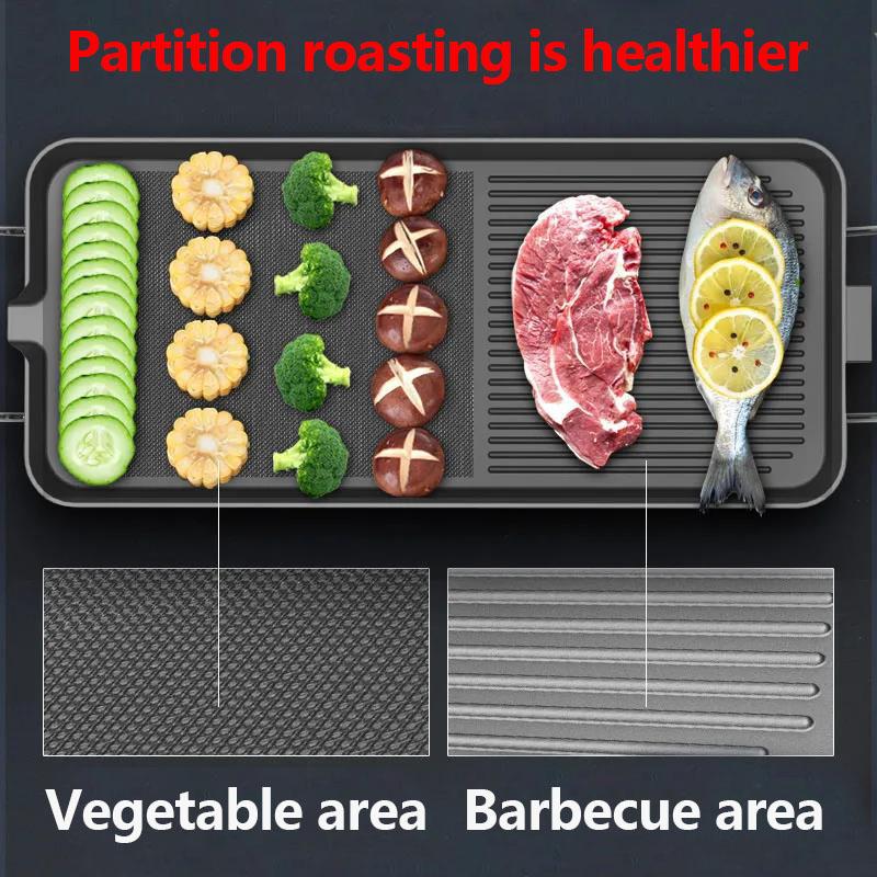 1700W Five-person Electric Grill Medical Stone Oven BBC Machine Bakeware Flat Bottom Frying Pan Kitchen Supplies