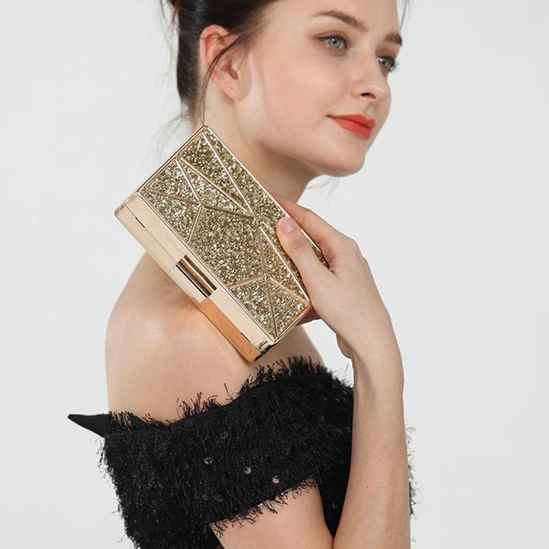 Elegance Luxury Women's Clutch Bag Shoulder Bag Ladies Smooth Box Bag Wedding Evening Banquet Bridal Rhinestones 2 belts