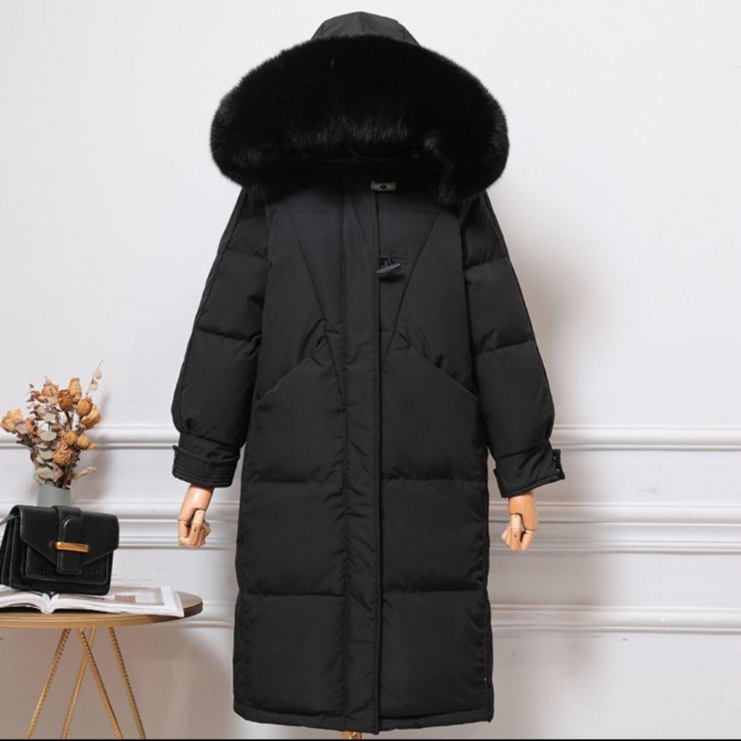 White Duck Down Jacket Women's Mid-length Fox Fur Large Fur Collar Loose Over The Knee Plus Down Thickened Women's Winter