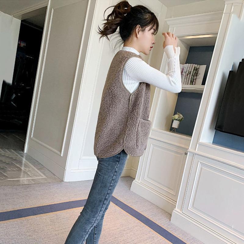 Faux Lamb Velvet Vest Women's Wild Loose Women's Waistcoat Outer Wear Vest Vest Jacket Comfortable and Warm