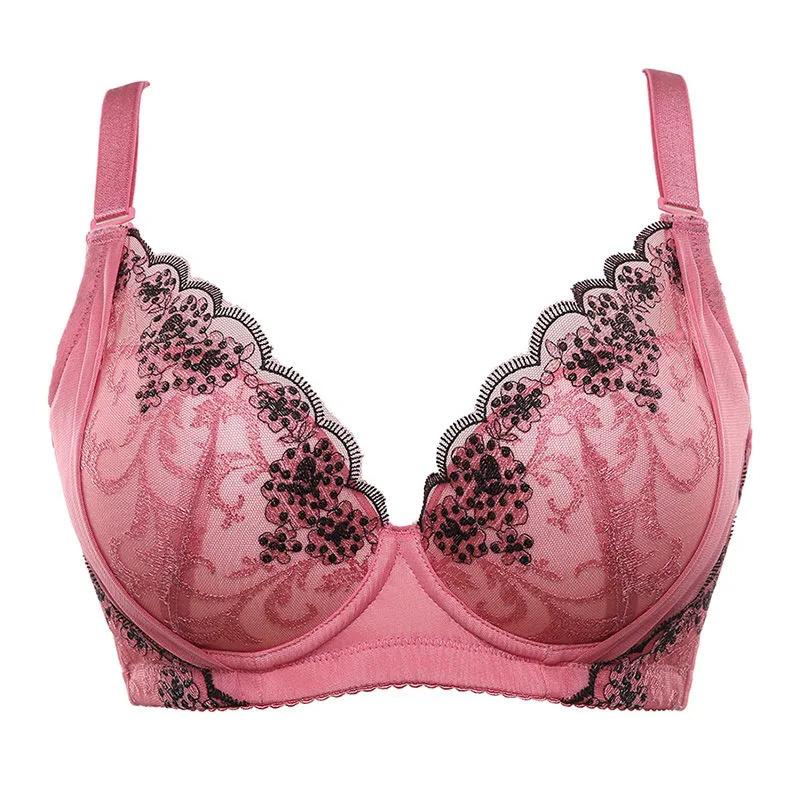 Women's Sexy Lace Floral Underwear Small Breasts Gathered Adjustable Bra Big Breasts Full Cup Adjustable Comfortable Girl's Bra Embroidered Brassiere