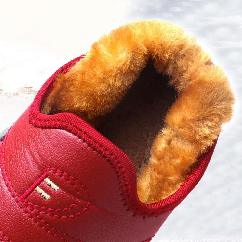 Winter Cotton Shoes Women's Waterproof Plus Velvet Mother Shoes Flat Non-slip Warm Middle-aged and Elderly Short Boots