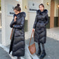 Winter Fashion Warm Cotton Coat Women's Mid-length Slim and Thin Padded Down Padded Jacket Over The Knee Large Fur Collar Coat