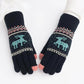 Thickened Plus Velvet Touch Screen Gloves Female Winter Korean Version Knitted Printing Gloves Split Finger Wool Gloves