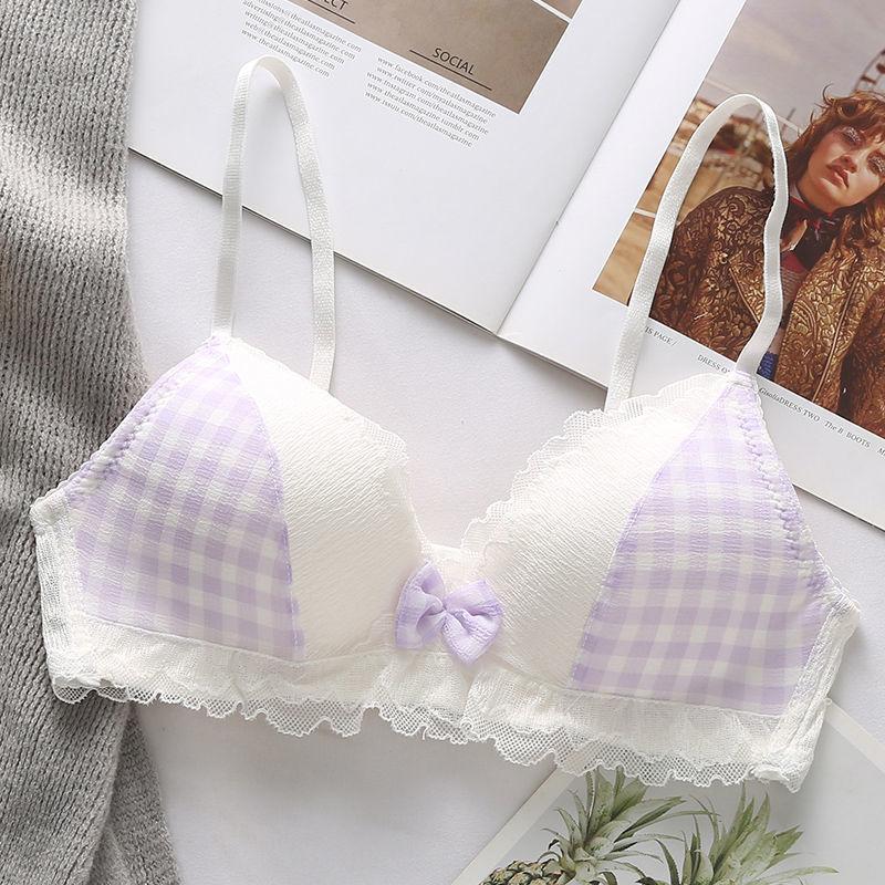 Ultra-thin Underwear No Steel Ring Thin Student High School Girl Bra Gathered Small Bra Summer Sexy Cute Light and Breathable