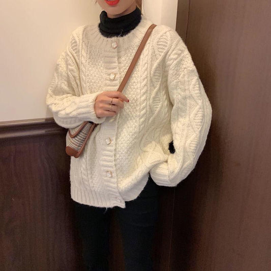 Twist Heavy Industry Tassel Sweater Loose Knit Sweater All-match Single-breasted Student Cardigan Jacket