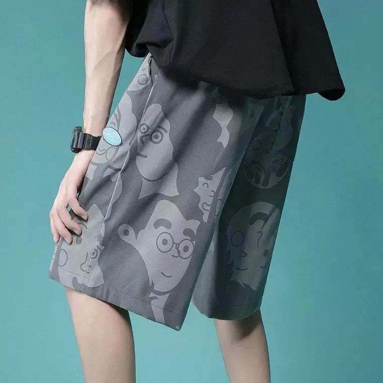Summer Literary Casual Shorts Men Wear Hip-hop Five-point Pants Korean Version of The Trend Straight Loose Beach Pants