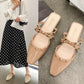 Office Ladies Summer Autumn Large Size Non-slip Baotou Slippers Women's Spring Solid Color Low Heel Rhinestones Single Shoes